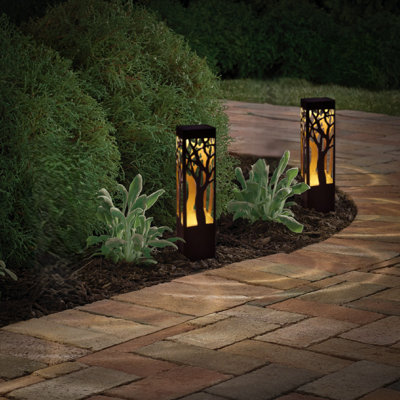 Forest Glow 12-lumen Solar Metal Path Lights – Square Design, 2-pack