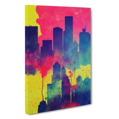 Splashed City Skyline No.4 Abstract - Wrapped Canvas
