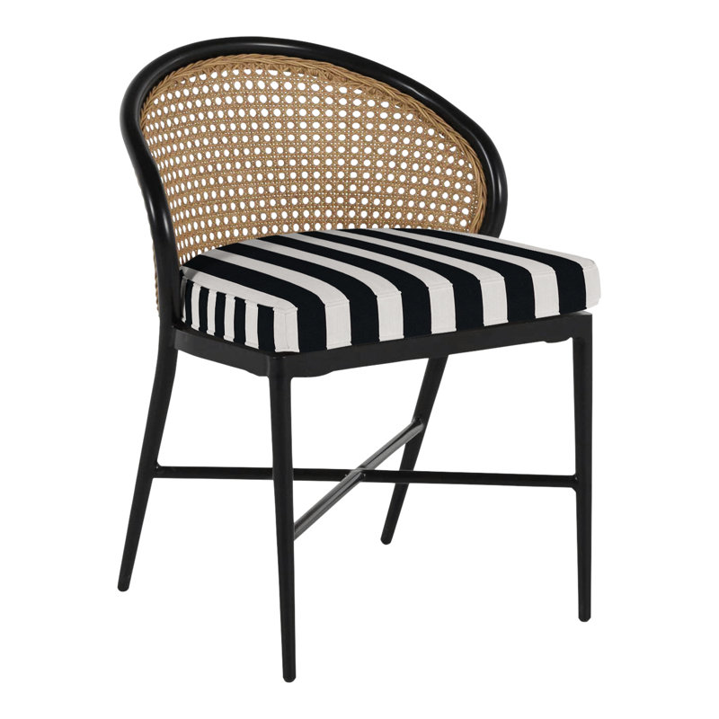 Chaise d'appoint d'extérieur Havana Cane N-Dura, Trépointe, Noir, noir, noir, noir, Linen Chambray