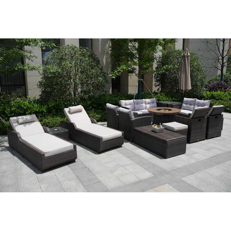 Areefa 13 - Person Patio Conversation Set with Cushions, Brown