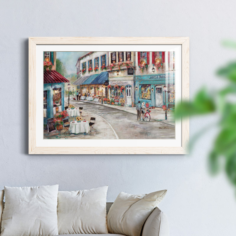 Café pittoresque - peinture encadrée, H 37,5 po x l 27,5 po x P 1,5 po, Cadre blanc