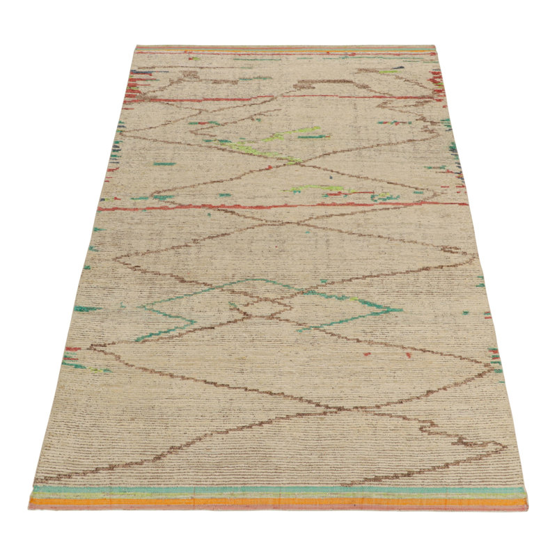 Moroccan Hand Knotted Area Rug, Rectangle 5' x 8'
