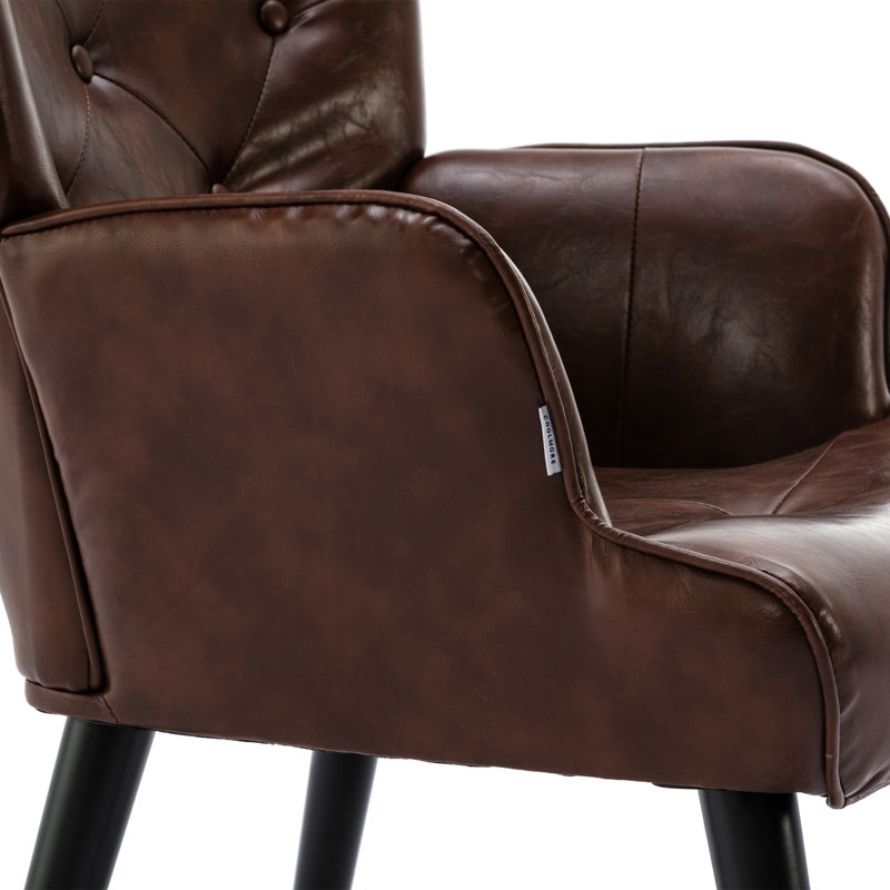 Chaise avec accoudoirs en cuir Schum, Similicuir brun