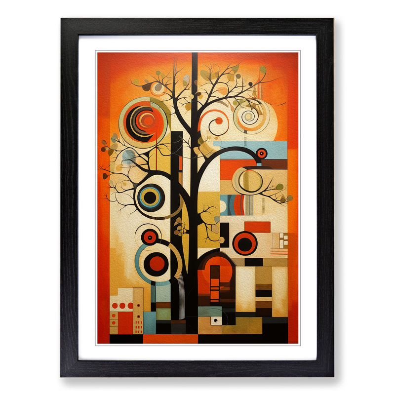 Oak Tree Constructivism No.4 - Single Picture Frame Print on Wood, Black, 64cm H x 46cm W x 2cm D