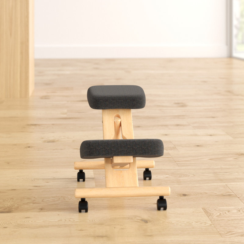 Becky Adjustable Height Kneeling Chair with Footring and Wheels, Charcoal