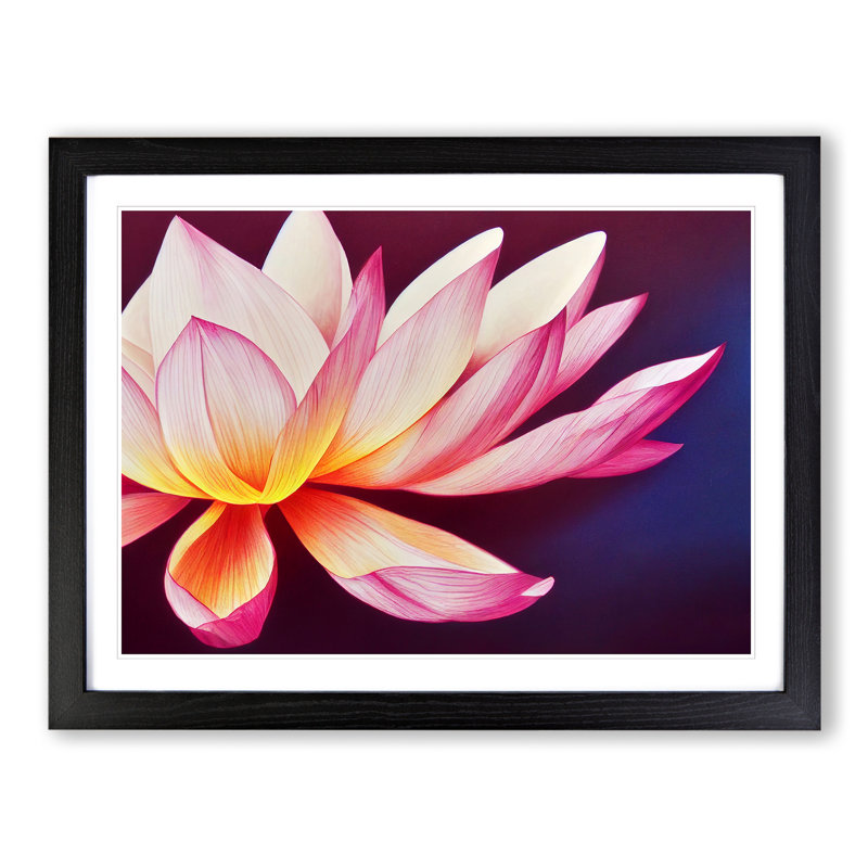Miraculous Lotus Flower - Framed Print, 34cm H x 46cm W, Black Framed