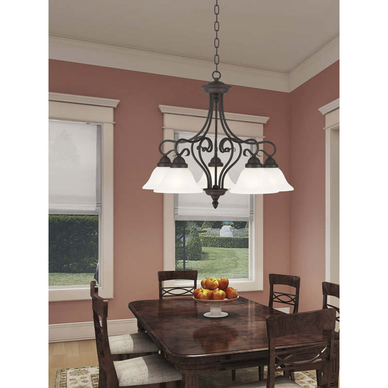 Aquala 5 - Light Dimmable Classic / Traditional Chandelier, Bronze