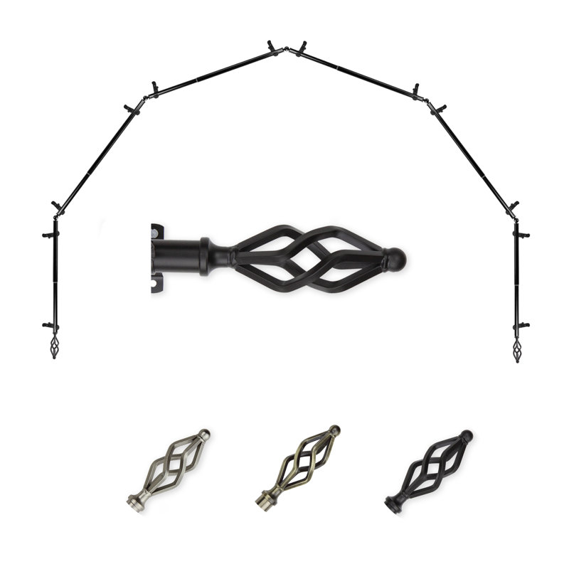 Tringle à rideaux simple à 6 faces Andresen, Noir, 28 à 48 po (de chaque côté)