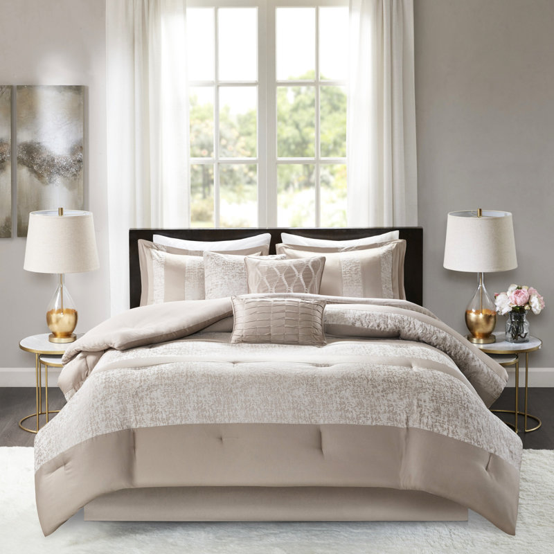 Édredon 7 pièces en chenille pour très grand lit - Comprend des coussins décoratifs et des draps lavables en tissu avec des garnitures texturées