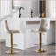 Ensemble de 2 tabourets de bar, avec repose-pieds chromé et base pivotante en velours à hauteur réglable et tabouret de bar simple Golden Leg-261130768
