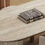 Table de salle à manger beige / brun en pierre frittée ovale + bois massif-1704781773