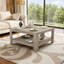 Table basse carrée moderne avec rangement - finition frêne clair, multifonctionnelle