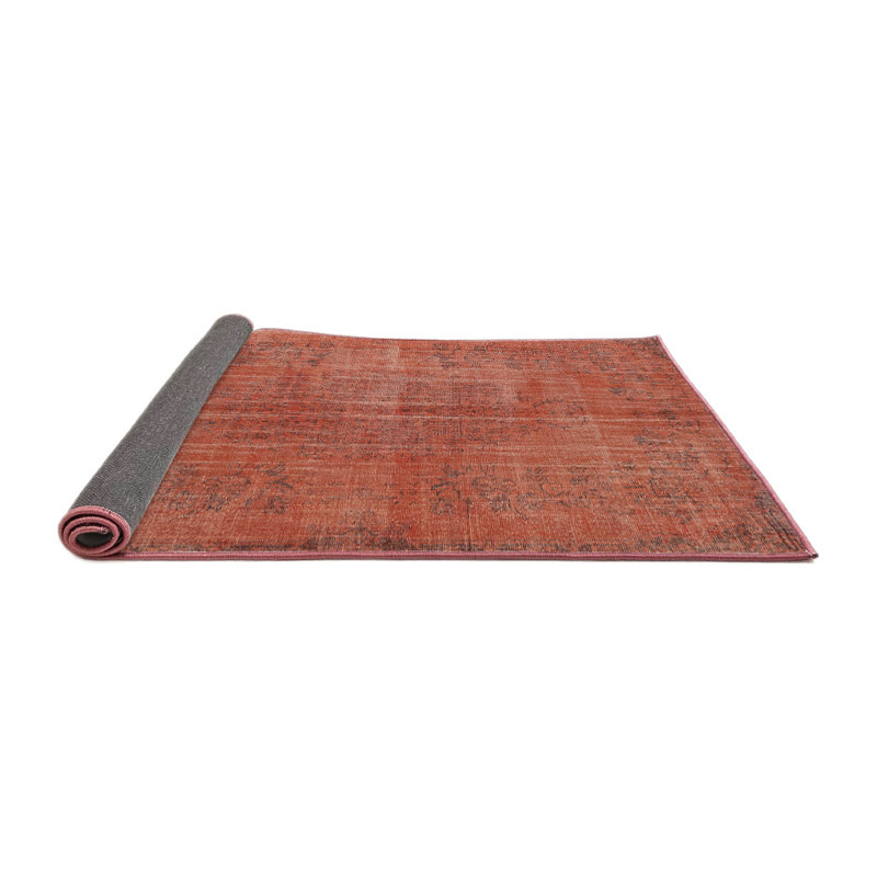 Tapis oriental en laine orange / gris, Rond 8 pi