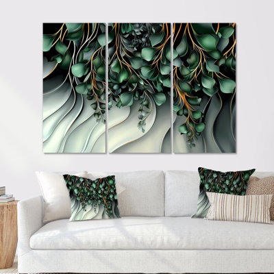 Whispers of Spring of Emerald Botanicals II - Abstract Botanicals, ensemble d'art mural