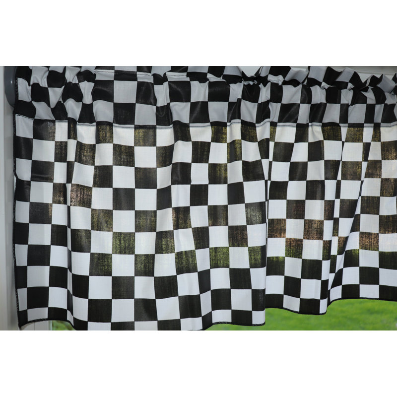Cantonnière à damier, L 58 po x L 14 po, Black