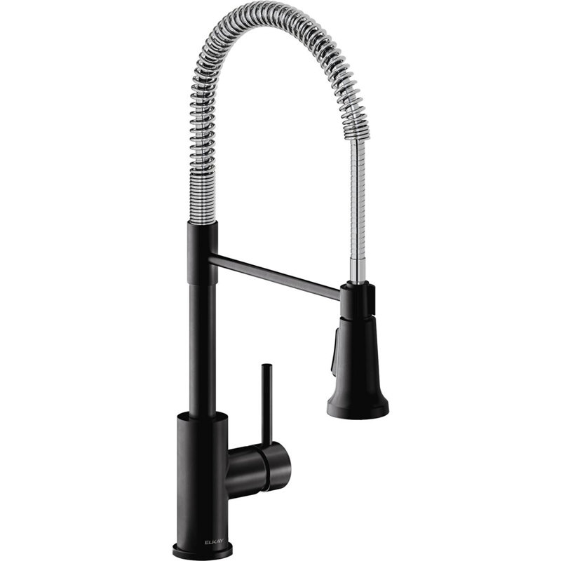 Avado Pull Down Single Handle Kitchen Faucet, Matte Black and Chrome