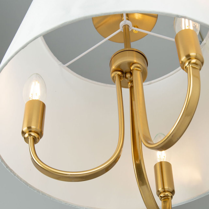 Plafonnier semi-encastré 3 lumières l 15,7 po, Or brossé