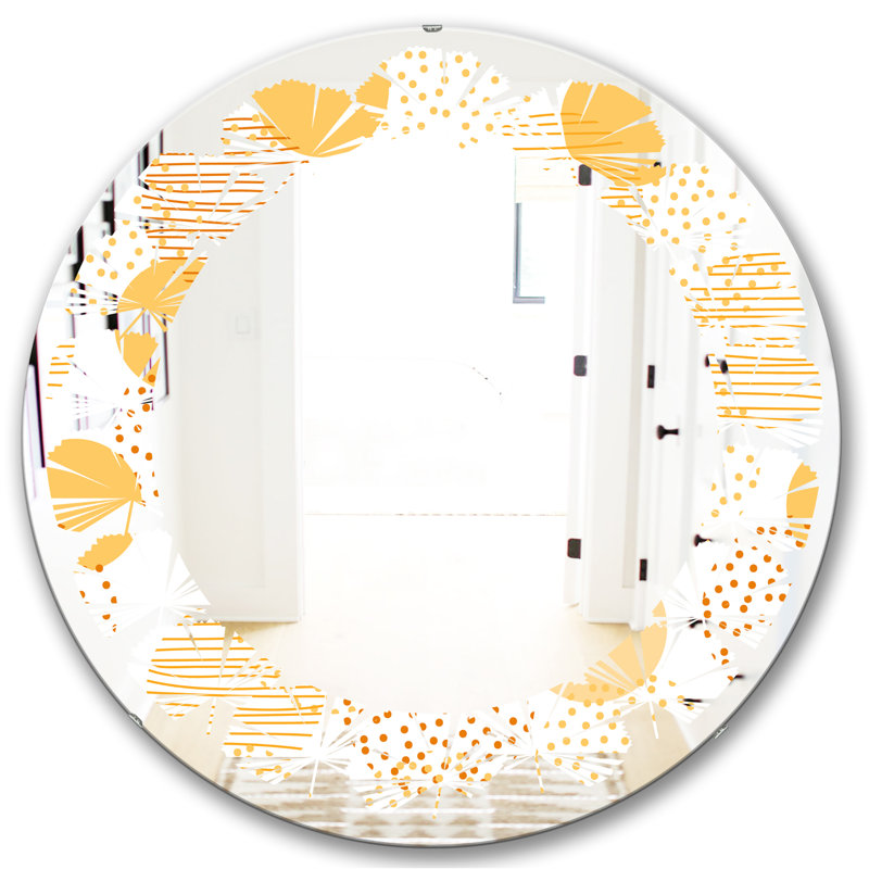 Modern Farmhouse Wall Mirror, 23.6" x 23.6" , Whirl Abstract Flower Design I
