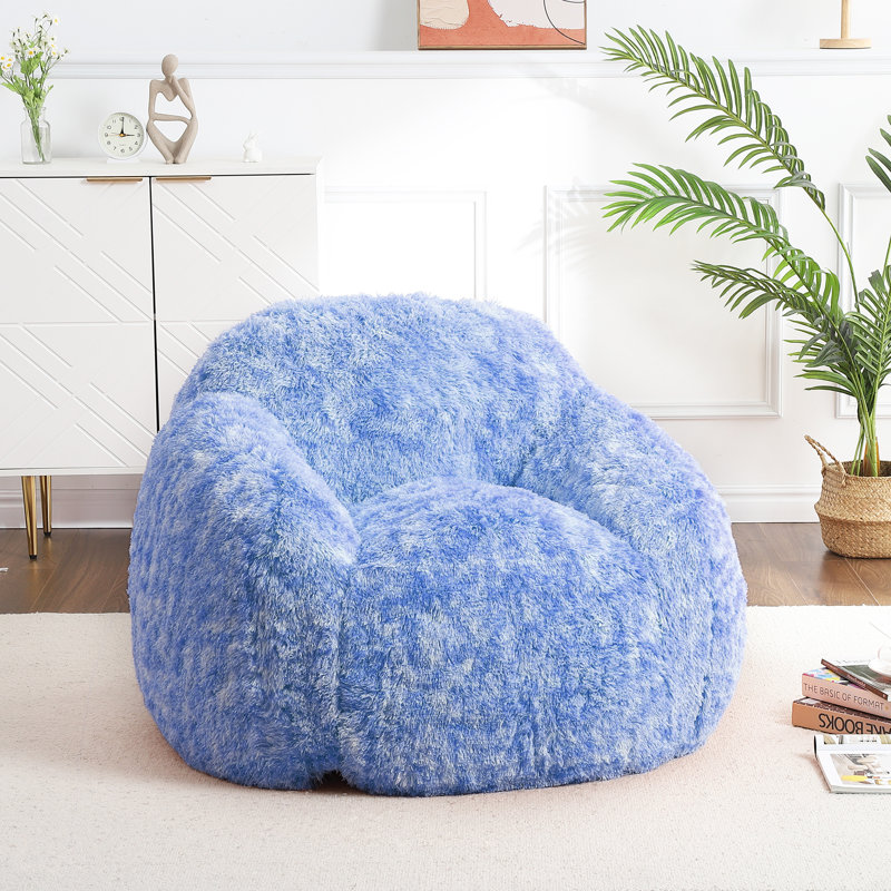 soft faux fur beanbag chair – Foam-padded lounge sofa – With armrests and washable cover – Ideal for bedroom, living room, reading, gaming , 94×96×65cm