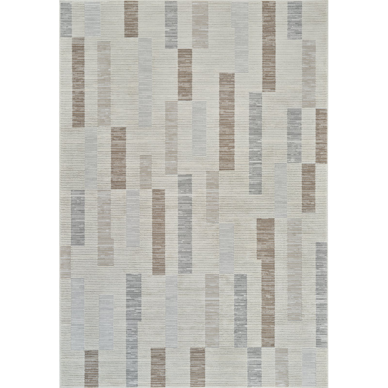 Rug Branch Rune 5' x 8' (5'3" x 7'7") Beige/Brown Abstract Indoor Area Rug, Contemporary, Medium Pile, Stain-Resistant Carpet - Living Room, Bedroom, Dining Room, and Kitchen