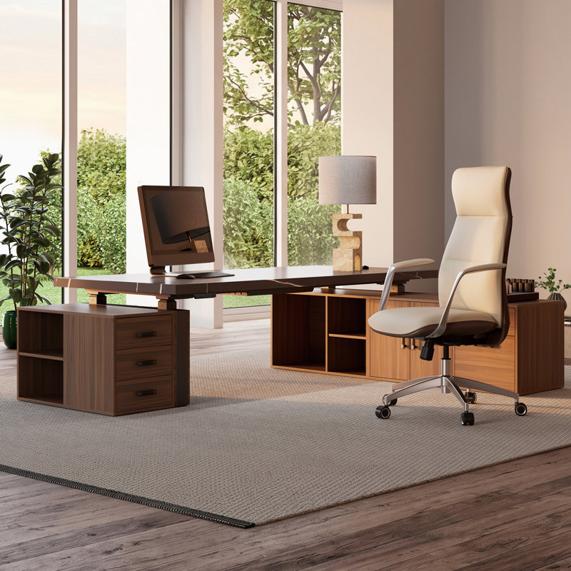 Yianna Ergonomic Executive Office Chair with Headrest, Beige