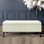 Paris Striped Ottoman Storage Bench - Upholstered Naples Shoes Bench with Black Turned Wooden Legs