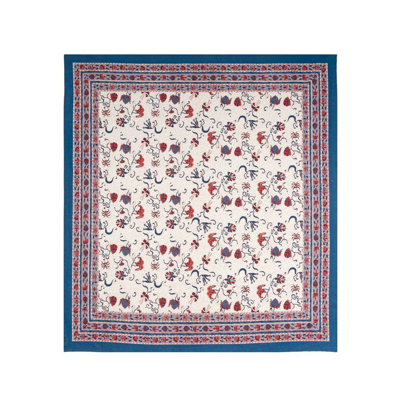 Clowe Tablecloth, 90" Square, Blue/Red
