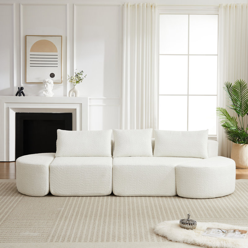 Canapé en velours sans accoudoirs, Beige