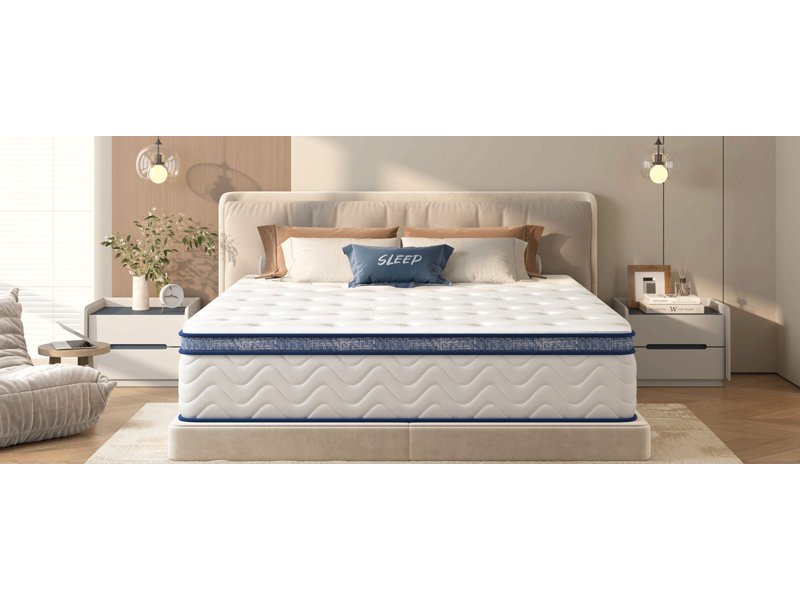Matelas hybride 12 po, ressorts ensachés individuellement, fermeté moyenne, 12", Très grand lit