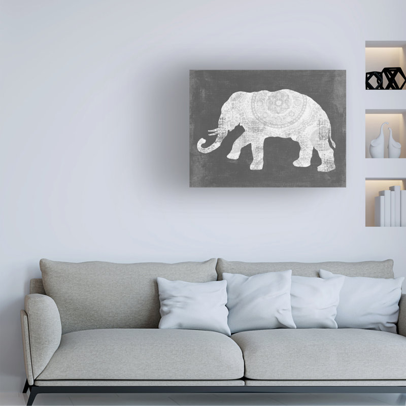 Œuvre d'art sur toile «Bachelor Sue Schlabach Silver Raja Elephant II», H 14 po x l 19 po