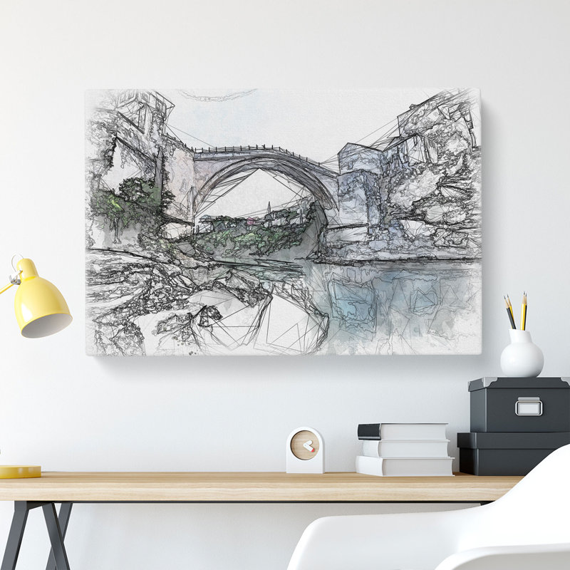 Stari Most Old Bridge - Wrapped Canvas, 60cm H x 91cm W x 3cm D