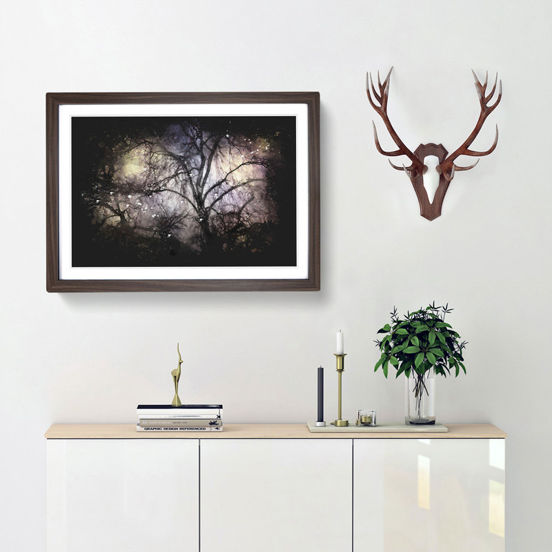 Weeping Willow Tree - Picture Frame Graphic Art Print, Walnut Framed, 45cm H x 63cm W x 2cm D