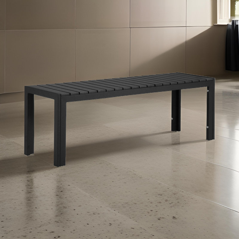 Alynne Aluminum Outdoor Bench, Black