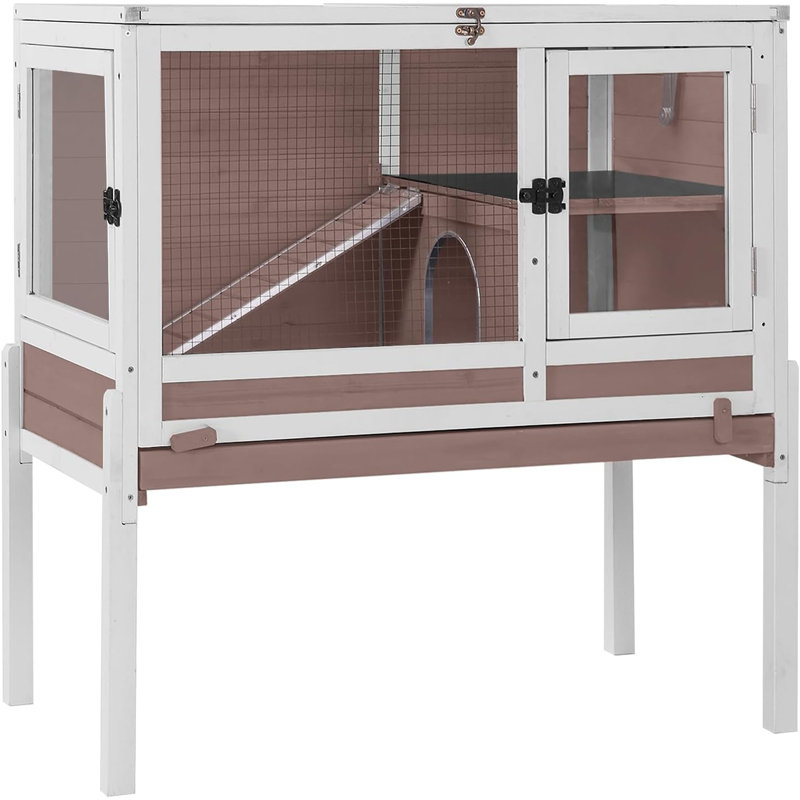 Weather Resistant Hutch with Ramp, Brown
