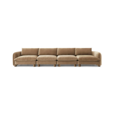 The Almond Wind Bayshore 4 Seater Sofa | Boucle Upholstery in Rust & Fawn Color | Luxury & Versatile Seating | Easy-Clean Fabric | Perfect for Family & Guests.