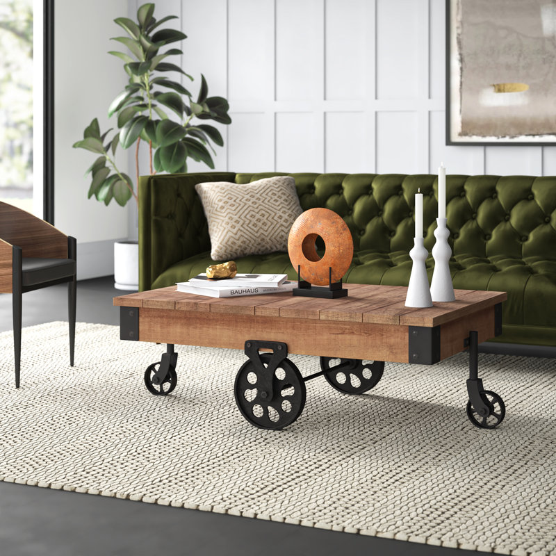 Table basse Zona Wheel, Chêne rustique