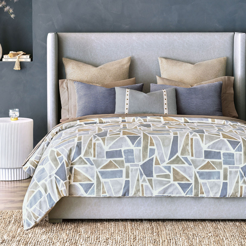 Oliver Cotton Baffle Box Stitch Geometric Comforter, Queen Comforter