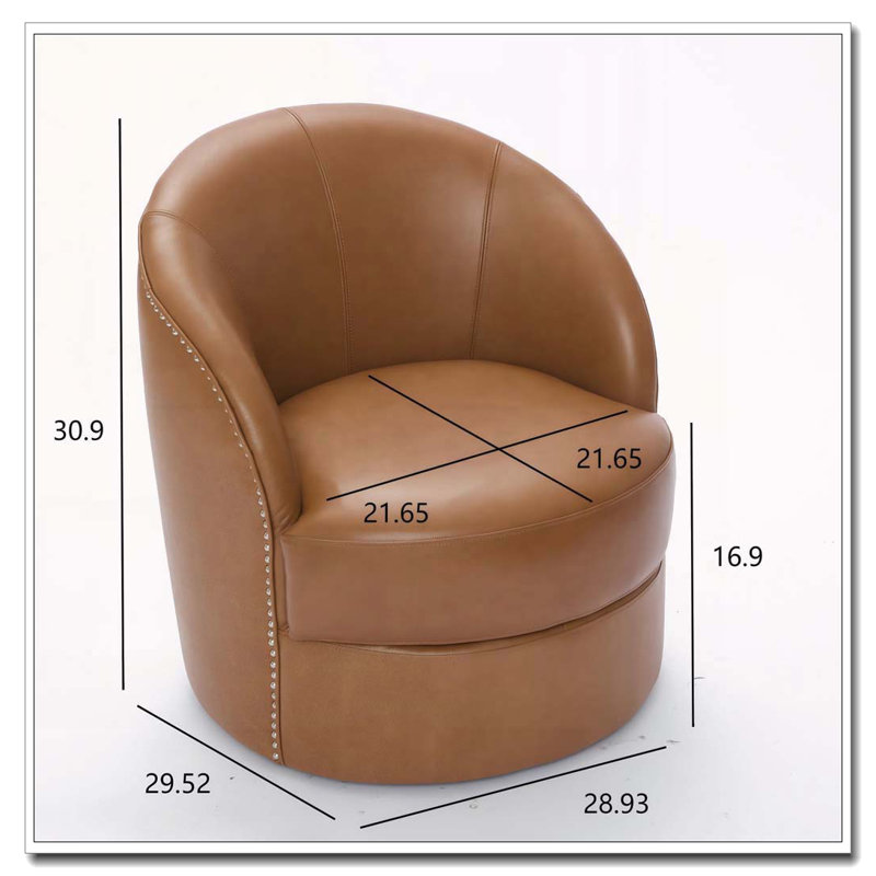 Fauteuil d'appoint pivotant en cuir, Marron clair