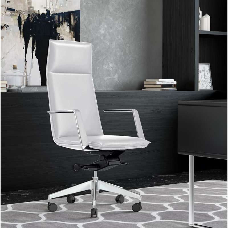 Prielle - Fauteuil de direction moderne à haut dossier, Blanc