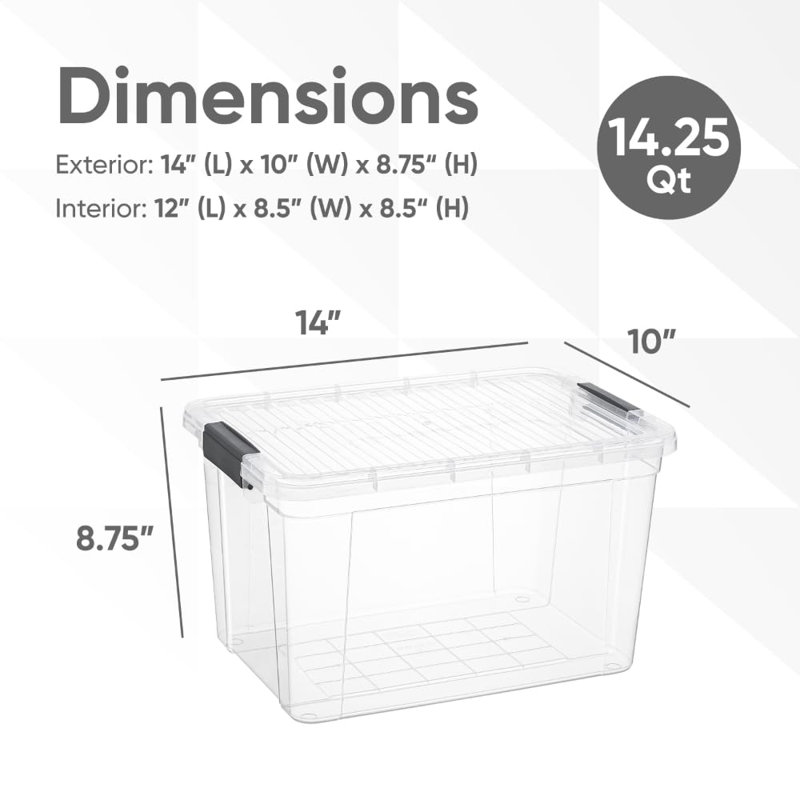Boîtes de rangement transparentes avec couvercles Superio, H 13 po x l 14 po x p 9 po