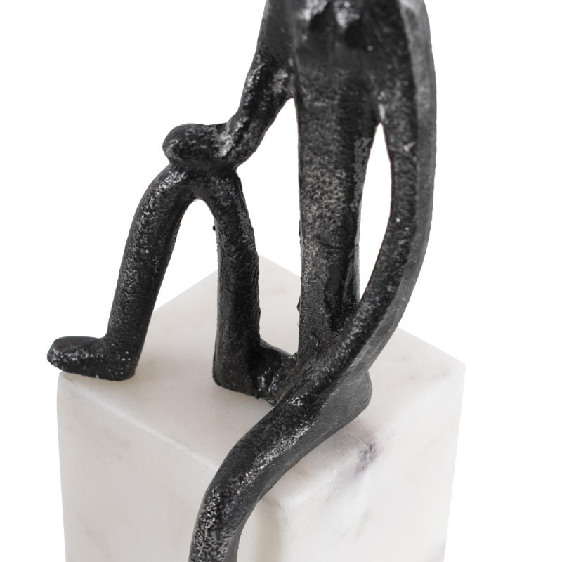 Sculpture Fware sur base en marbre blanc