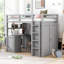 Lit mezzanine simple gris avec tiroirs, bureau et garde-robe. Fabrication en bois massif. Maximisez la fonctionnalité de la pièce. Tiroir sans sommier, espace de vie pour ordinateur. Requis-593939994-593939989