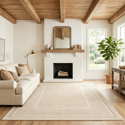 Tapis lavable à motif écossais pour salon et salle à manger