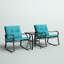 Ensemble de patio extérieur bleu 3 pièces avec coussins - Chaise berçante pour balcon, pelouse et porche-737083986