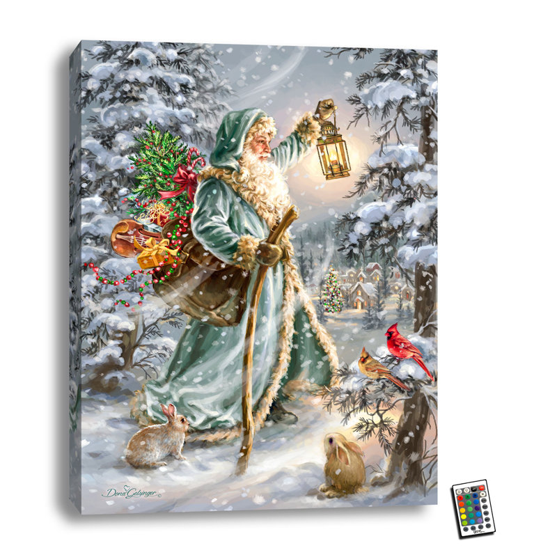 Saint Nicholas 18 x 24 entièrement illuminé, impression DEL à changement de couleur