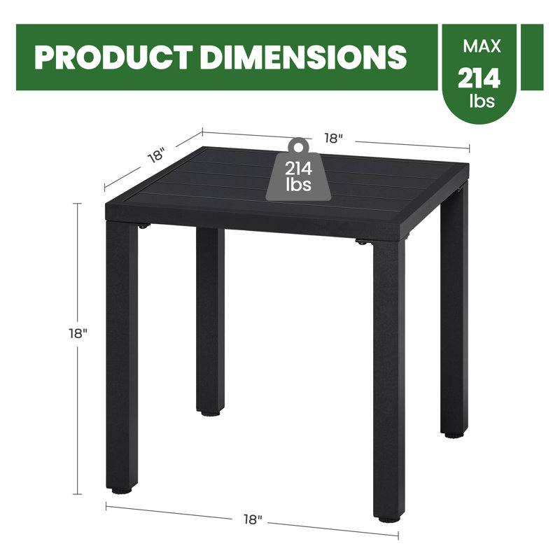Charlesia Square 18'' L x 18'' W Powder-coated Metal Frame Outdoor Side Table