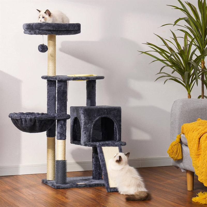 Arbre à chat Evalena, Gris foncé, H 7,09 po x l 12,6 po x L 17,32 po