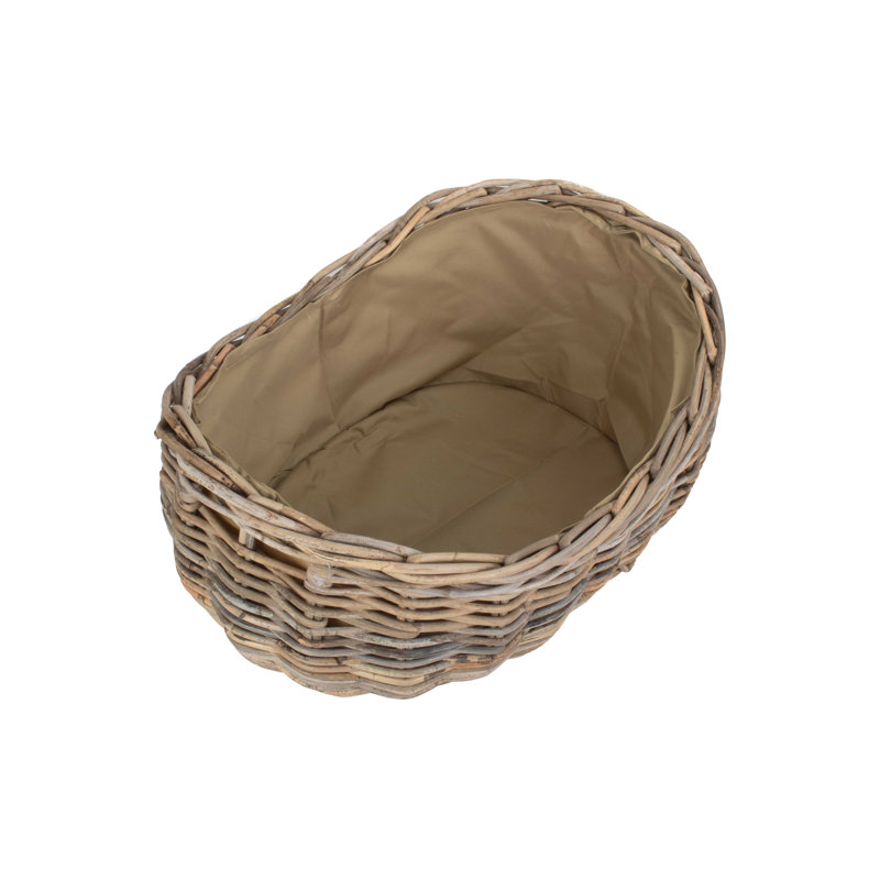 Edwa Rattan Boat Shaped Log Carrier,  Kubu/Grey, 34cm H x 63cm W x 49cm D