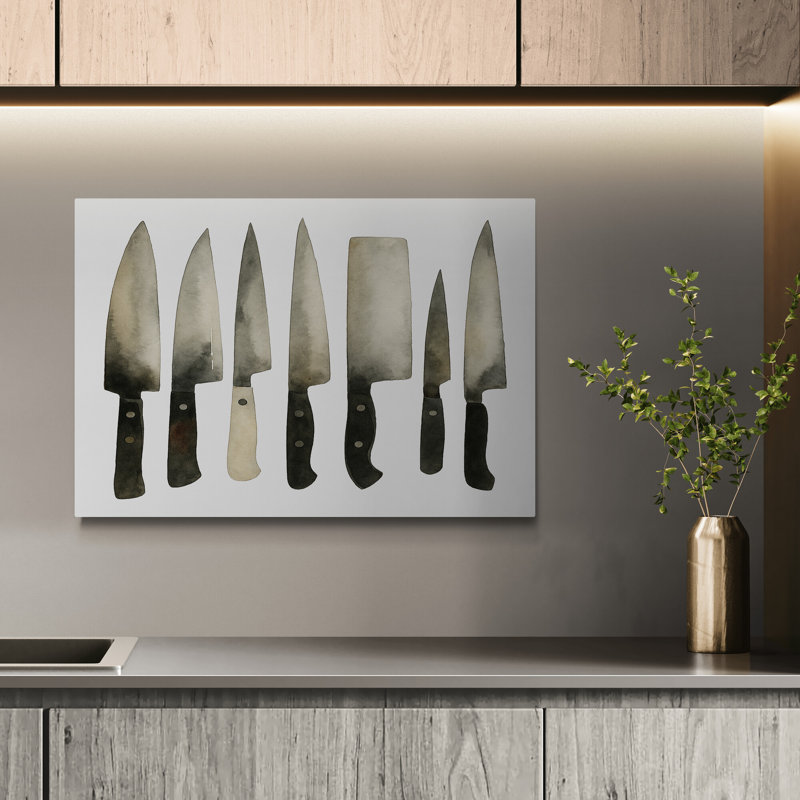 Kitchen Knives Wall Art - Canvas Framed Print, 43" H x 63" W