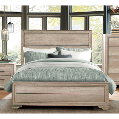 Lit de chambre à coucher pleine grandeur à aspect naturel - Combinaison de planche et de bois contemporaine avec finition en bois